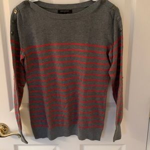 Grey and orange striped sweater banana republic